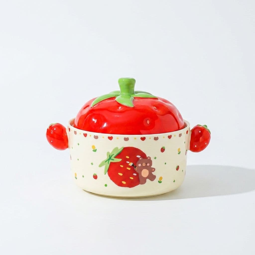 Strawberry Bear Bowl and Lid 800 ml