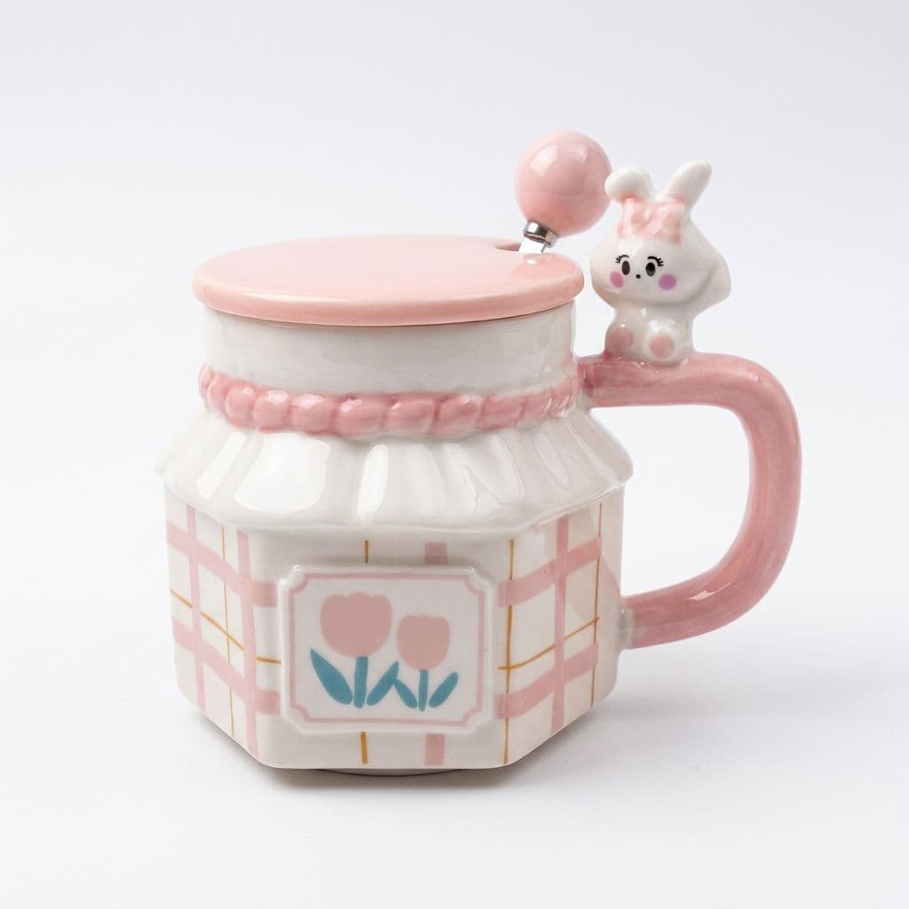 Jam Jar Mug and Lid and Spoon 320 ml