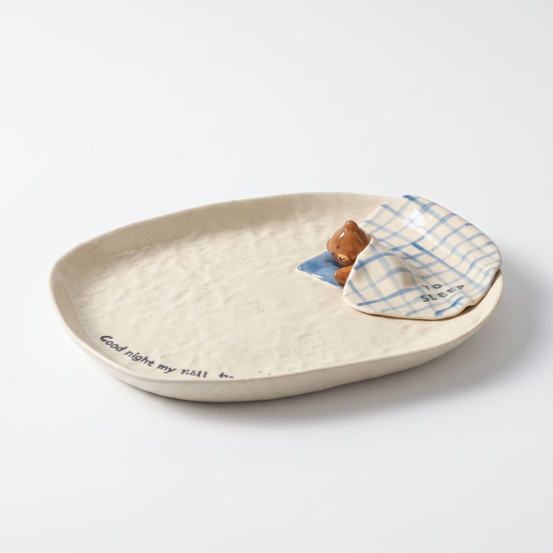 Bedtime Bear Set Porcelain, Blue, Long Platter Only