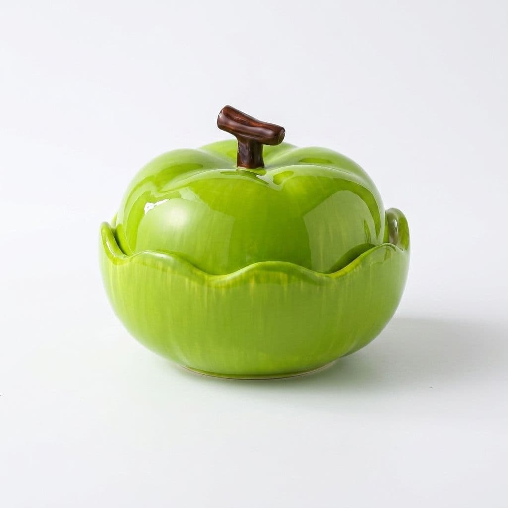 Lidded Apple Bowl 600 ml Porcelain, Red, image 3