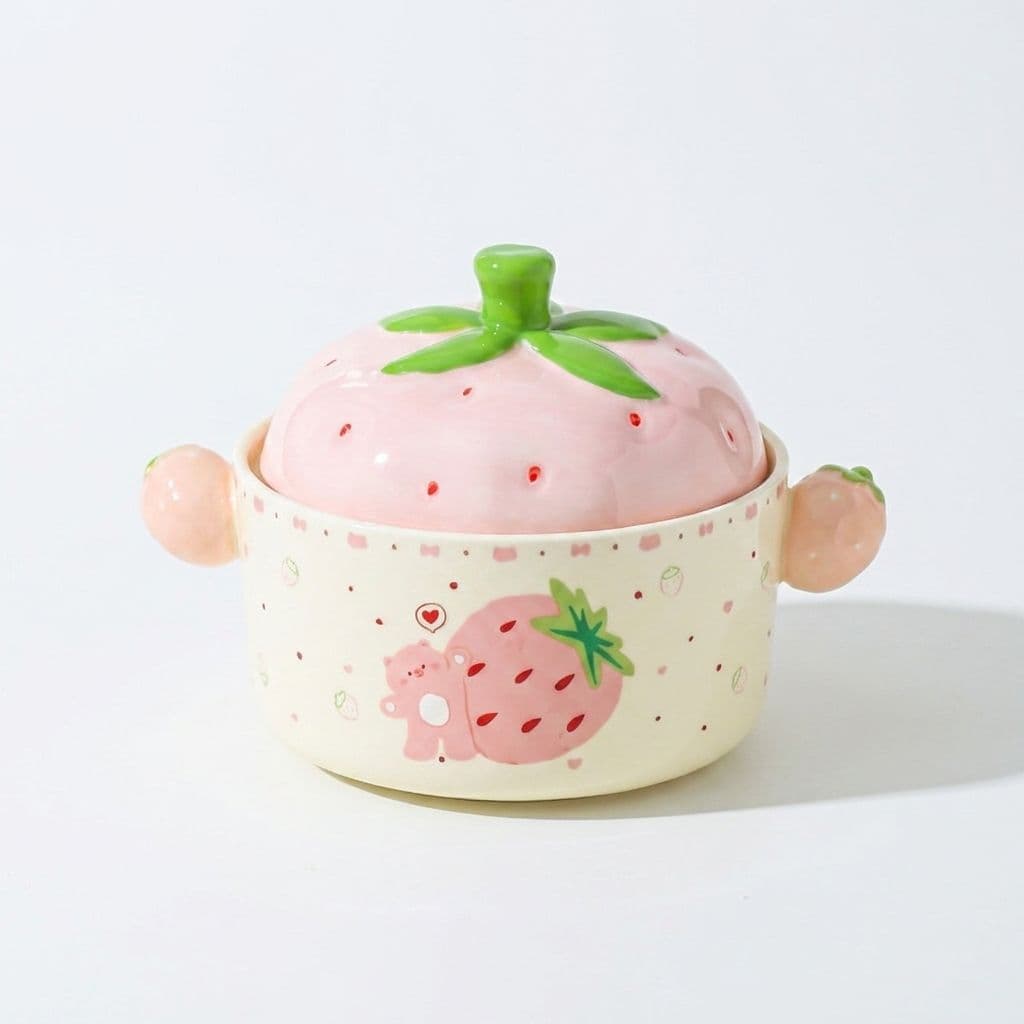 Strawberry Bear Bowl and Lid 800 ml, Red, image 3