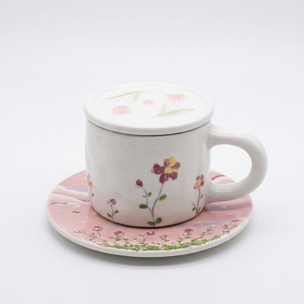 Meadow Garden Mug and Lid and Saucer 250 ml